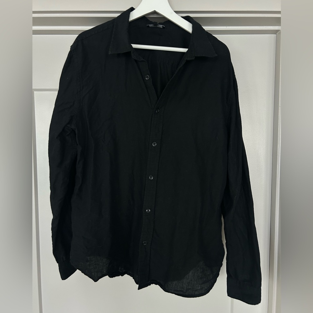 7 for all mankind men’s xl linen shirt Black
